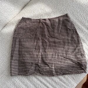 Reformation Brown Checkered Mini Skirt